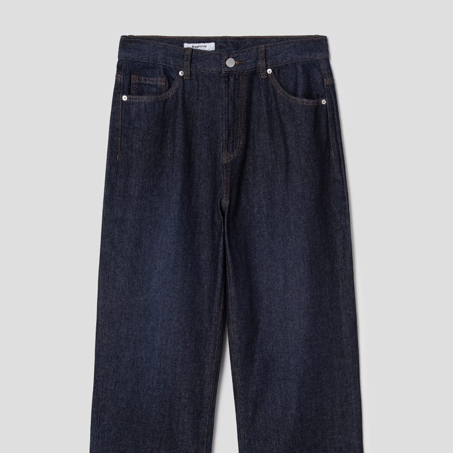 8 seconds Essential Wide-Fit Denim Pants — Navy