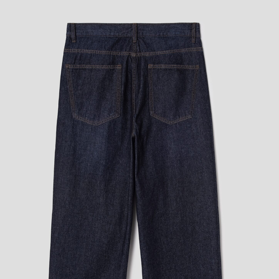 8 seconds Essential Wide-Fit Denim Pants — Navy