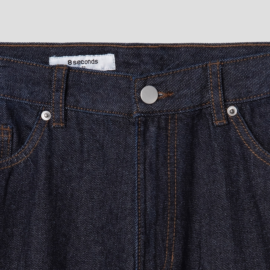 8 seconds Essential Wide-Fit Denim Pants — Navy