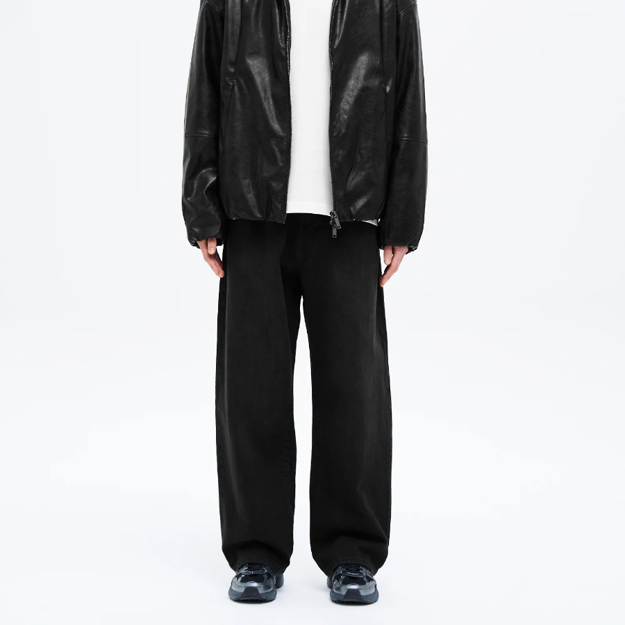 8 seconds Essential Wide-Fit Denim Pants — Black