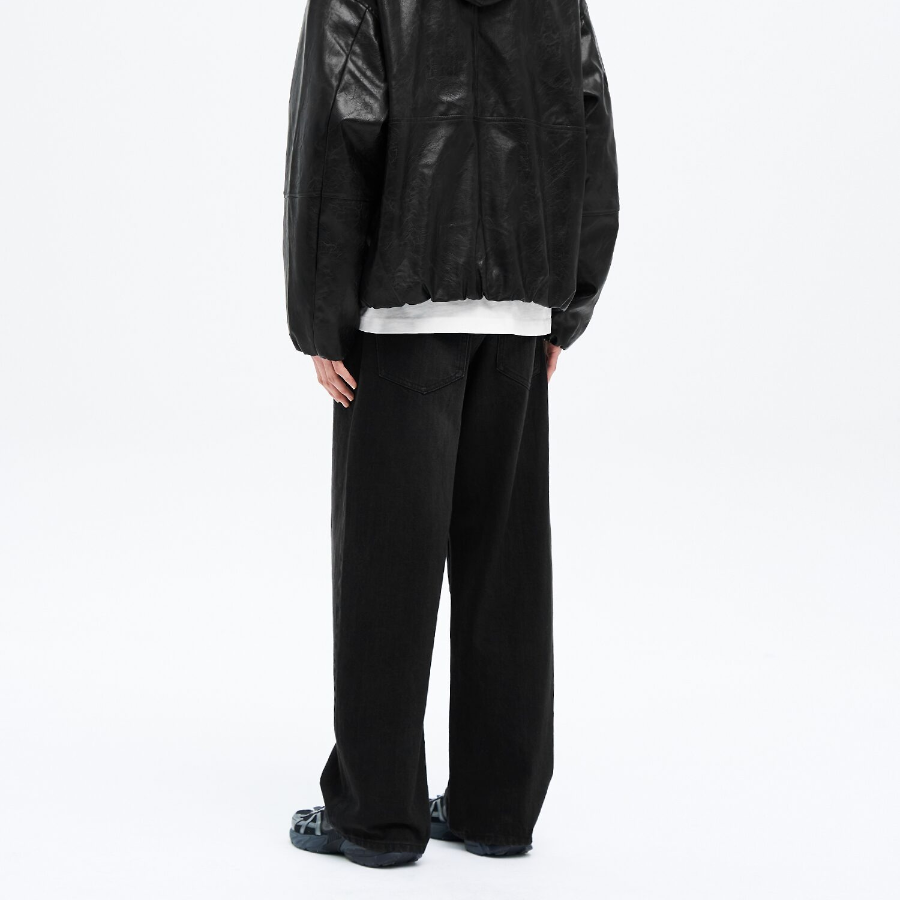 8 seconds Essential Wide-Fit Denim Pants — Black