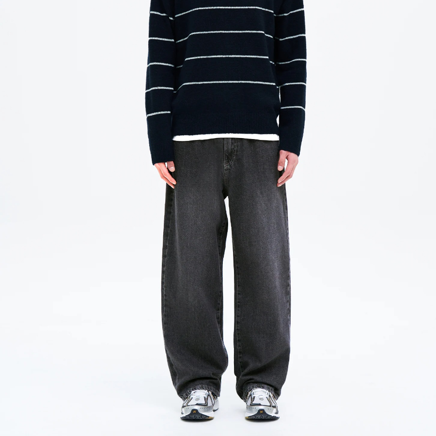 8 seconds Essential Wide-Fit Denim Pants — Ash