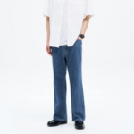 8 seconds Texture Wide-Fit Denim Pants — Blue