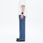 8 seconds Texture Wide-Fit Denim Pants — Blue