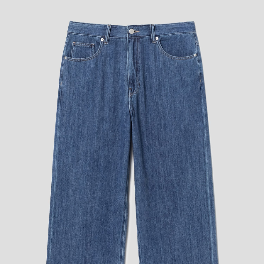 8 seconds Texture Wide-Fit Denim Pants — Blue