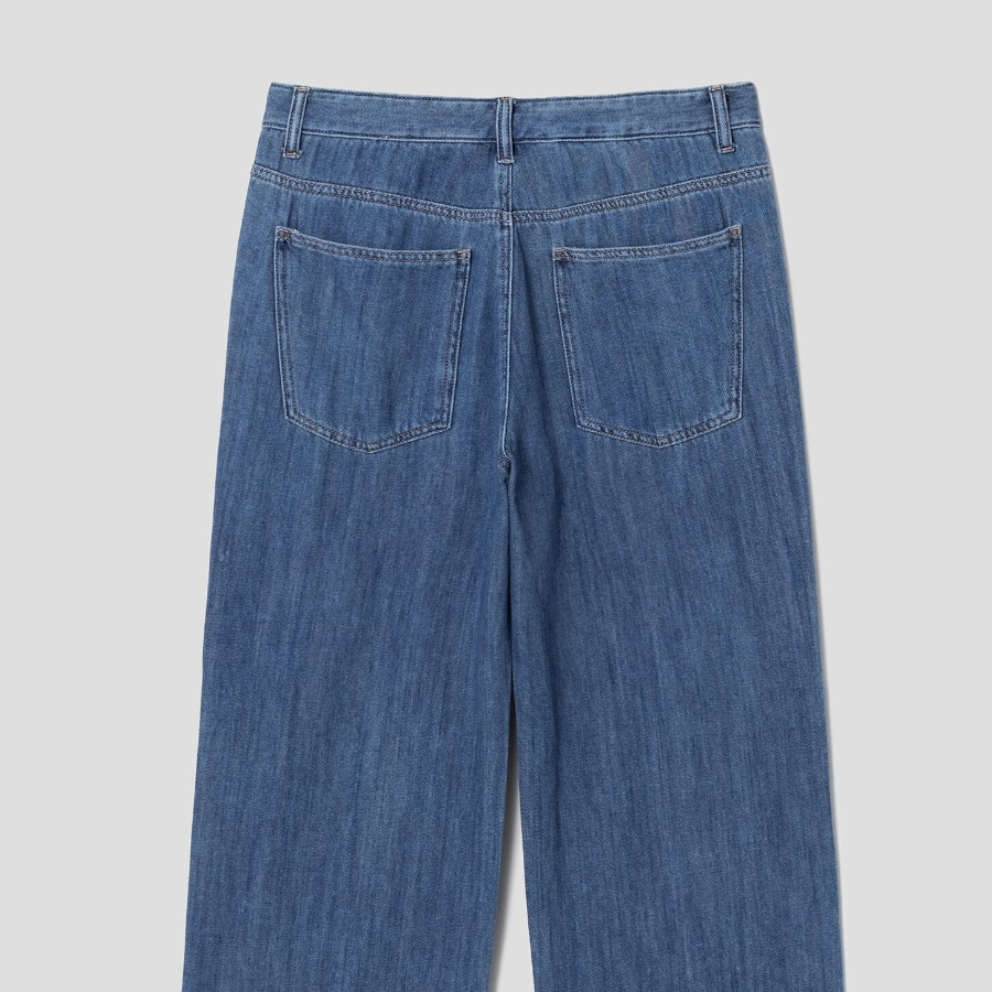 8 seconds Texture Wide-Fit Denim Pants — Blue