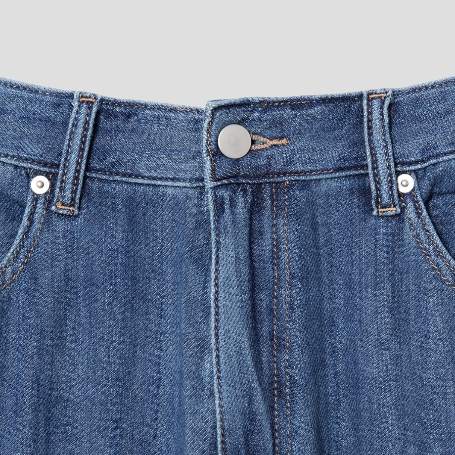 8 seconds Texture Wide-Fit Denim Pants — Blue