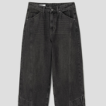 8 seconds Angled Side-Slit Denim Pants — Black