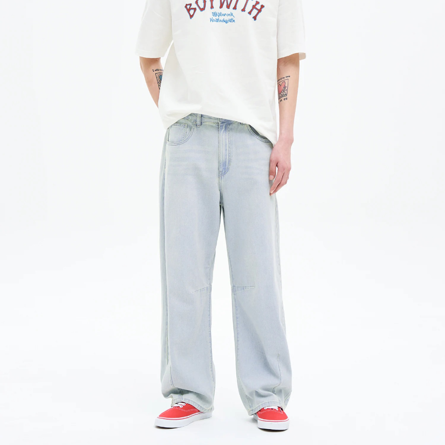 8 seconds Balloon-Fit Denim Pants — Sky Blue