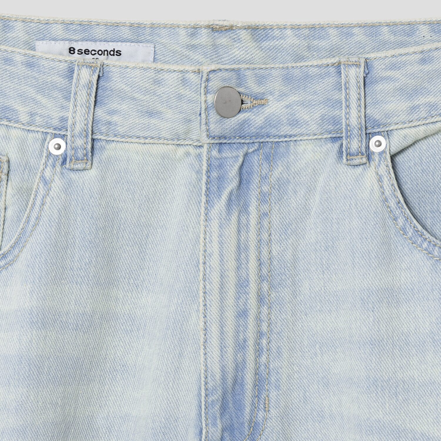 8 seconds Balloon-Fit Denim Pants — Sky Blue