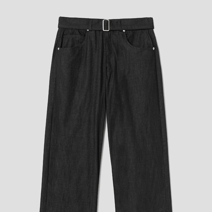 8 seconds Denim-Like Wide-Fit Setup Pants — Black
