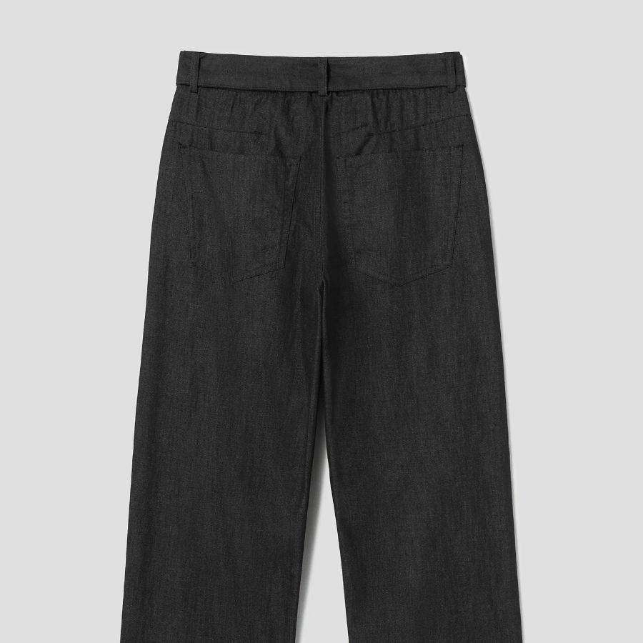 8 seconds Denim-Like Wide-Fit Setup Pants — Black