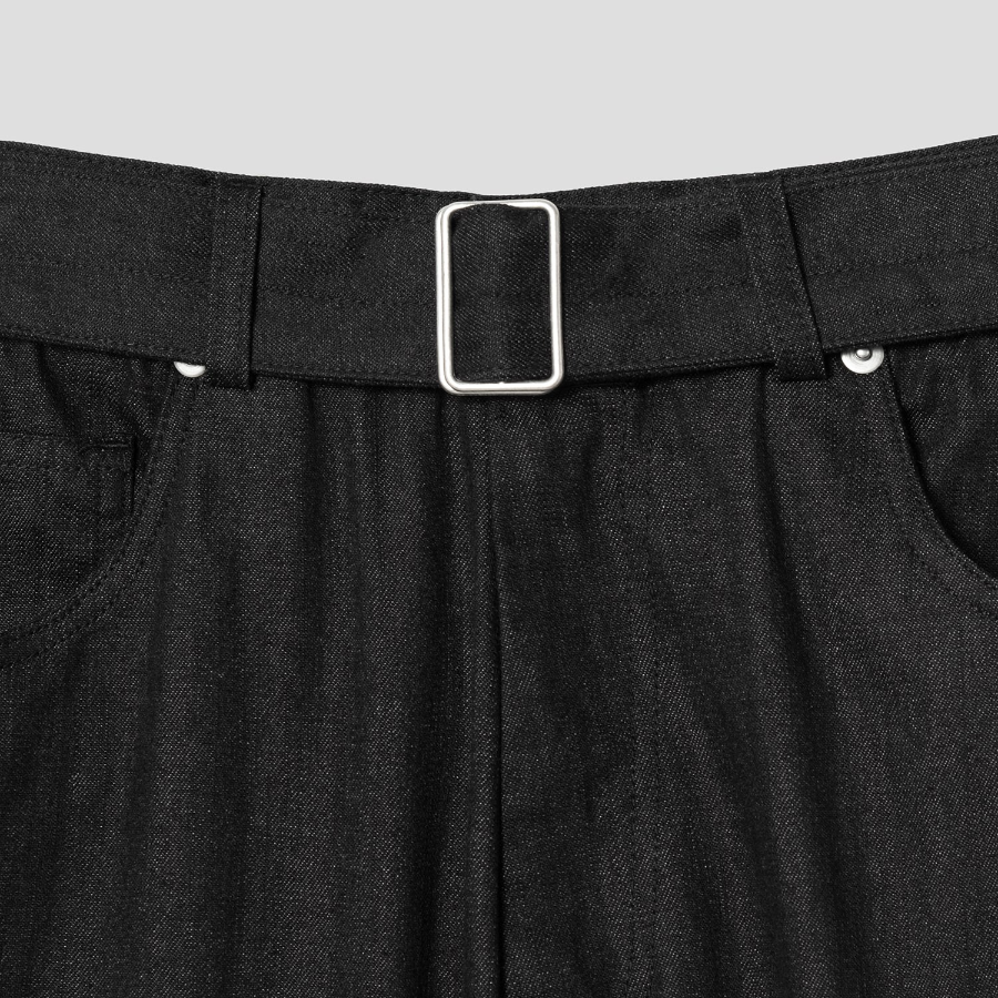 8 seconds Denim-Like Wide-Fit Setup Pants — Black