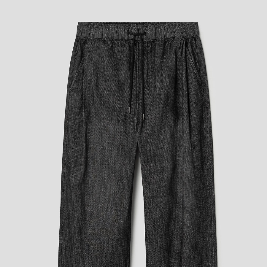 8 seconds Full-Banding Wide-Fit Denim Pants — Black