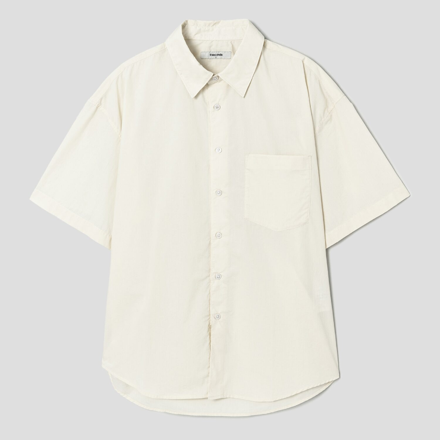 8 seconds 60s Cotton Poplin Oversized Short-Sleeve Shirt — Ivory