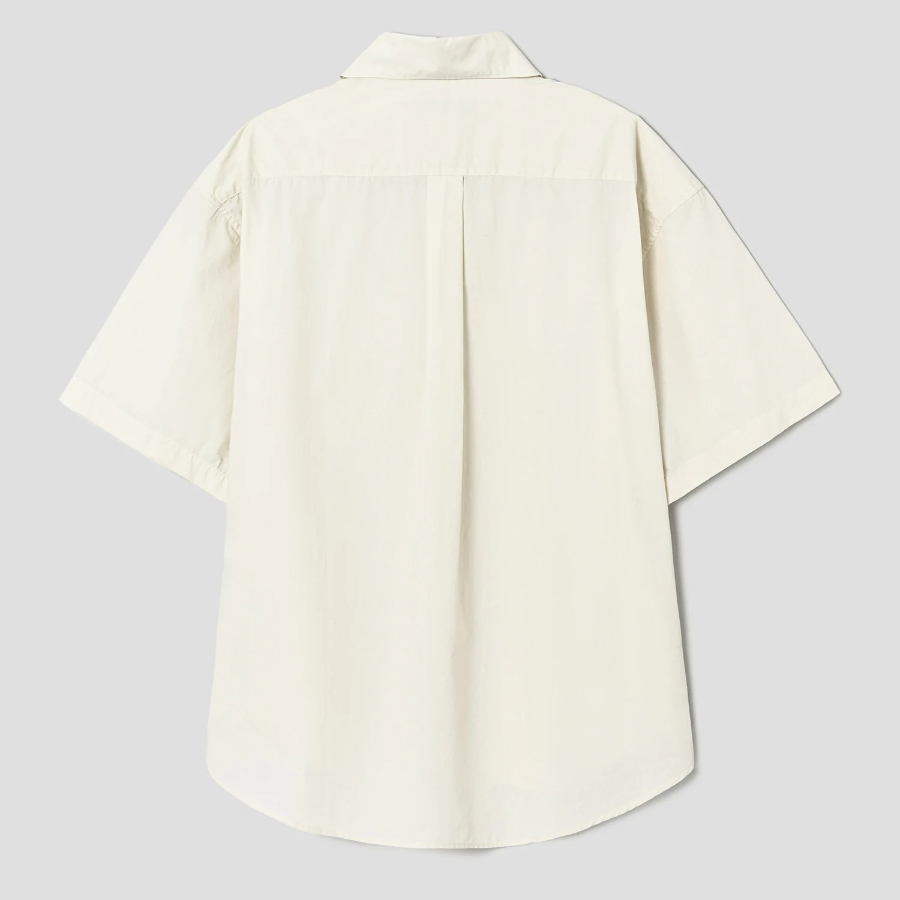 8 seconds 60s Cotton Poplin Oversized Short-Sleeve Shirt — Ivory