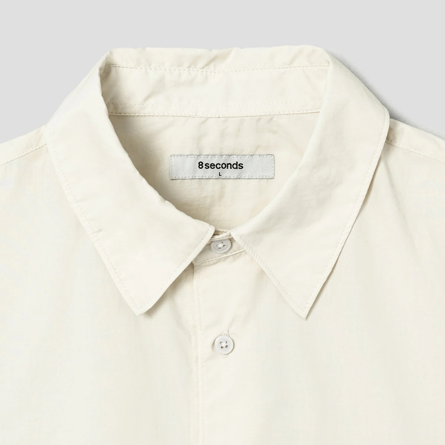 8 seconds 60s Cotton Poplin Oversized Short-Sleeve Shirt — Ivory
