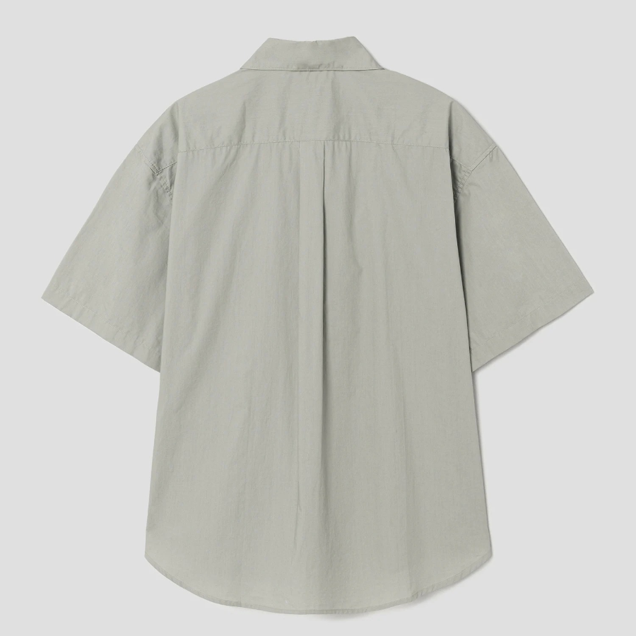8 seconds 60s Cotton Poplin Oversized Short-Sleeve Shirt — Khaki