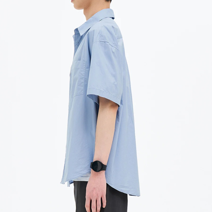 8 seconds 60s Cotton Poplin Oversized Short-Sleeve Shirt — Sky Blue