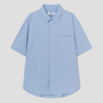 8 seconds 60s Cotton Poplin Oversized Short-Sleeve Shirt — Sky Blue