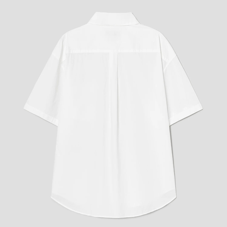 8 seconds 60s Cotton Poplin Oversized Short-Sleeve Shirt — White