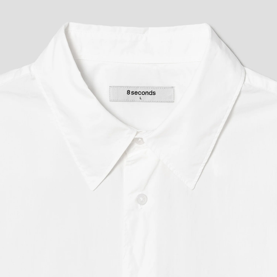 8 seconds 60s Cotton Poplin Oversized Short-Sleeve Shirt — White