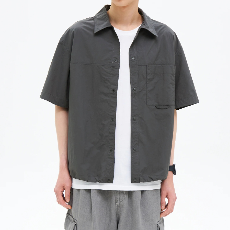 8 seconds Nylon Utility Short-Sleeve Shacket — Ash