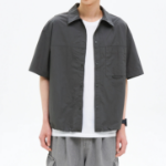 8 seconds Nylon Utility Short-Sleeve Shacket — Ash