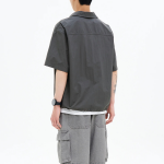 8 seconds Nylon Utility Short-Sleeve Shacket — Ash