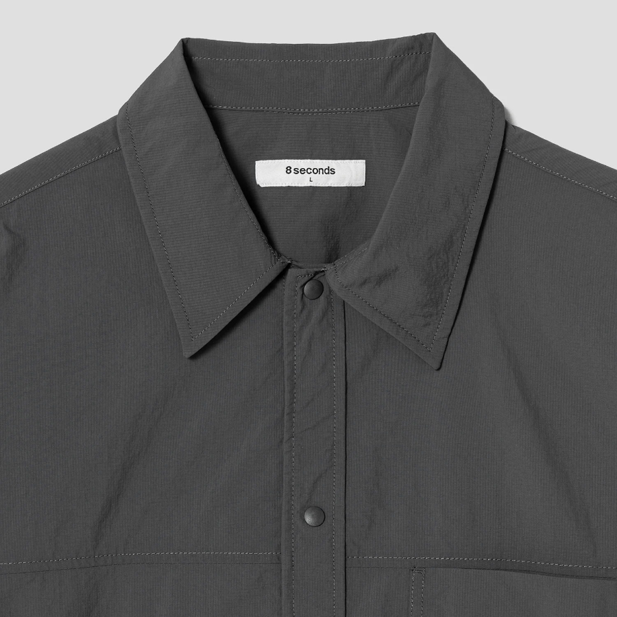 8 seconds Nylon Utility Short-Sleeve Shacket — Ash