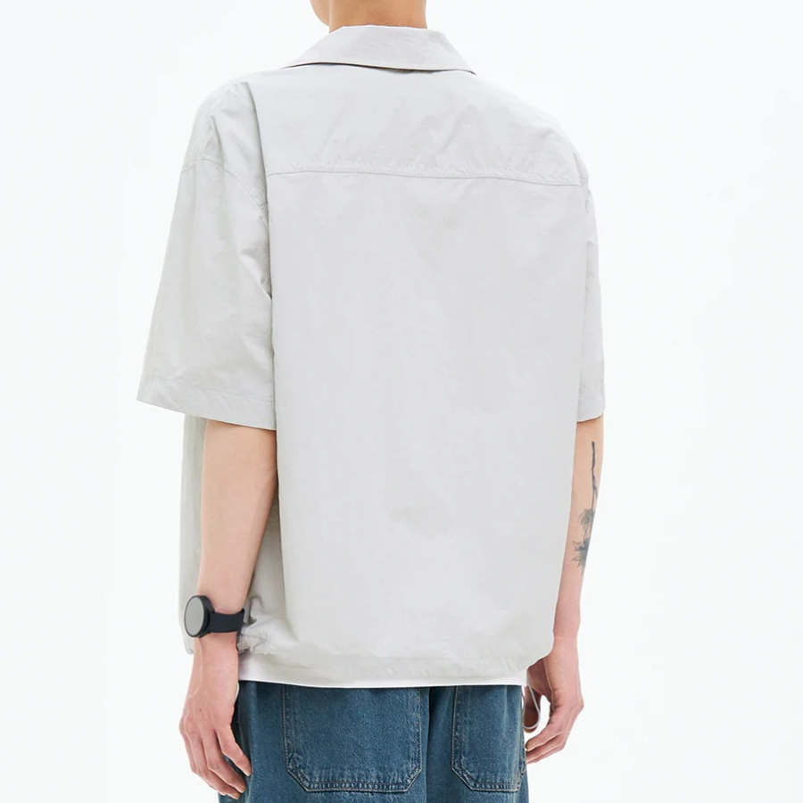 8 seconds Nylon Utility Short-Sleeve Shacket — Light Grey