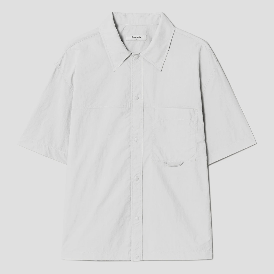 8 seconds Nylon Utility Short-Sleeve Shacket — Light Grey
