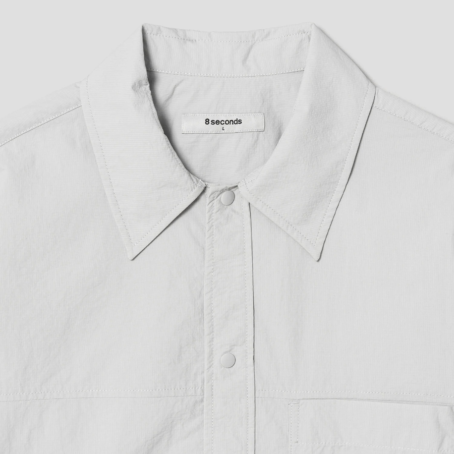 8 seconds Nylon Utility Short-Sleeve Shacket — Light Grey