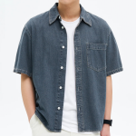 8 seconds Essential Short-Sleeve Denim Shirt — Blue