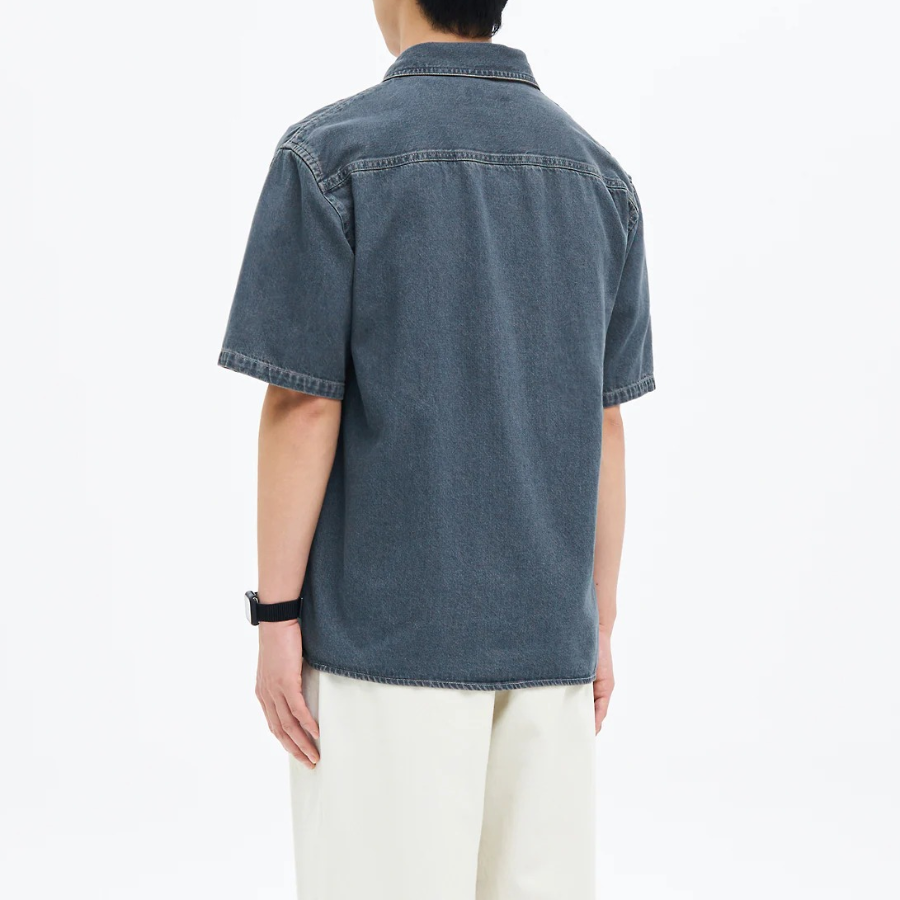 8 seconds Essential Short-Sleeve Denim Shirt — Blue