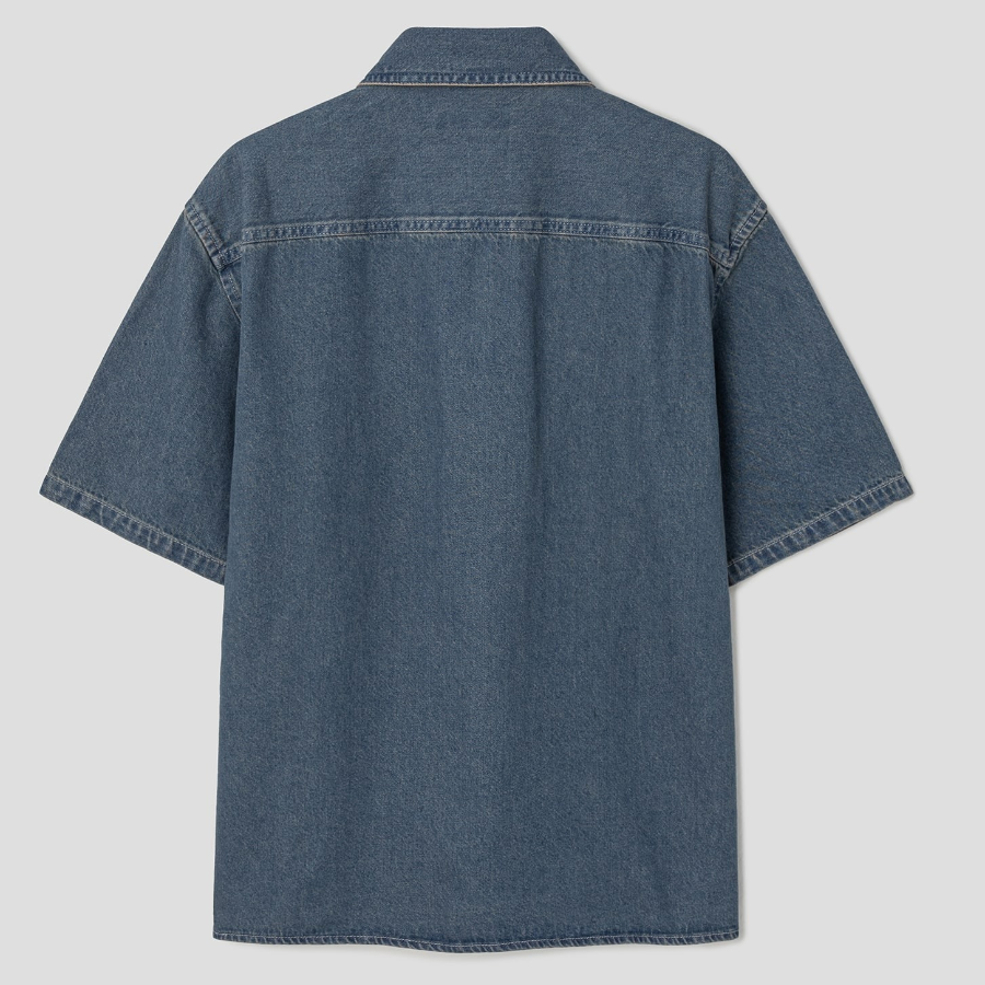 8 seconds Essential Short-Sleeve Denim Shirt — Blue