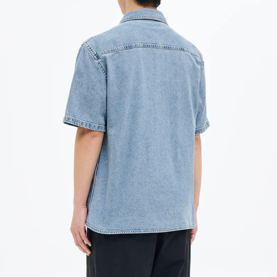 8 seconds Essential Short-Sleeve Denim Shirt — Sky Blue
