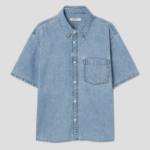 8 seconds Essential Short-Sleeve Denim Shirt — Sky Blue