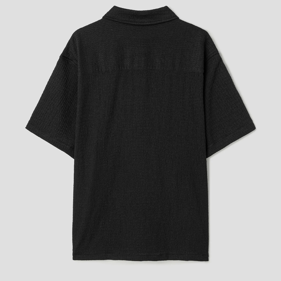 8 seconds Crinkle Pullover Shirt — Black