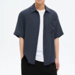 8 seconds Crinkle Short-Sleeve Shirt — Ash
