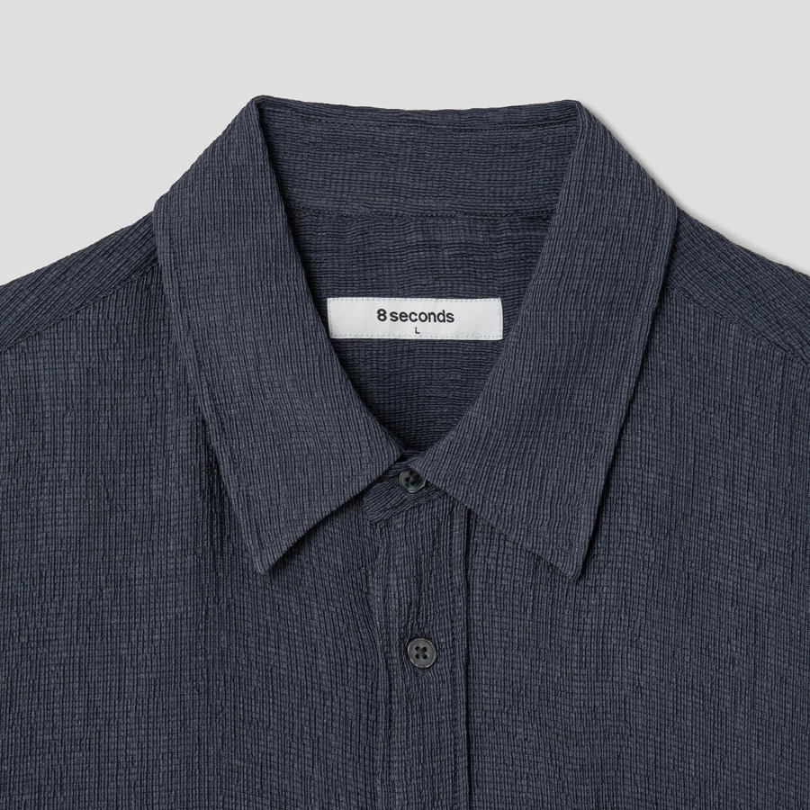 8 seconds Crinkle Short-Sleeve Shirt — Ash