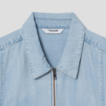 8 seconds Lightweight Zip-Up Denim Short-Sleeve Shirt — Sky Blue