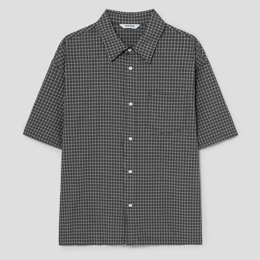 8 seconds Check Short-Sleeve Shirt — Navy