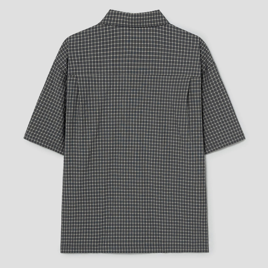 8 seconds Check Short-Sleeve Shirt — Navy