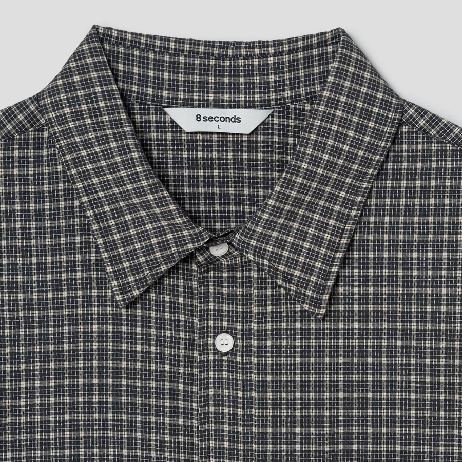 8 seconds Check Short-Sleeve Shirt — Navy