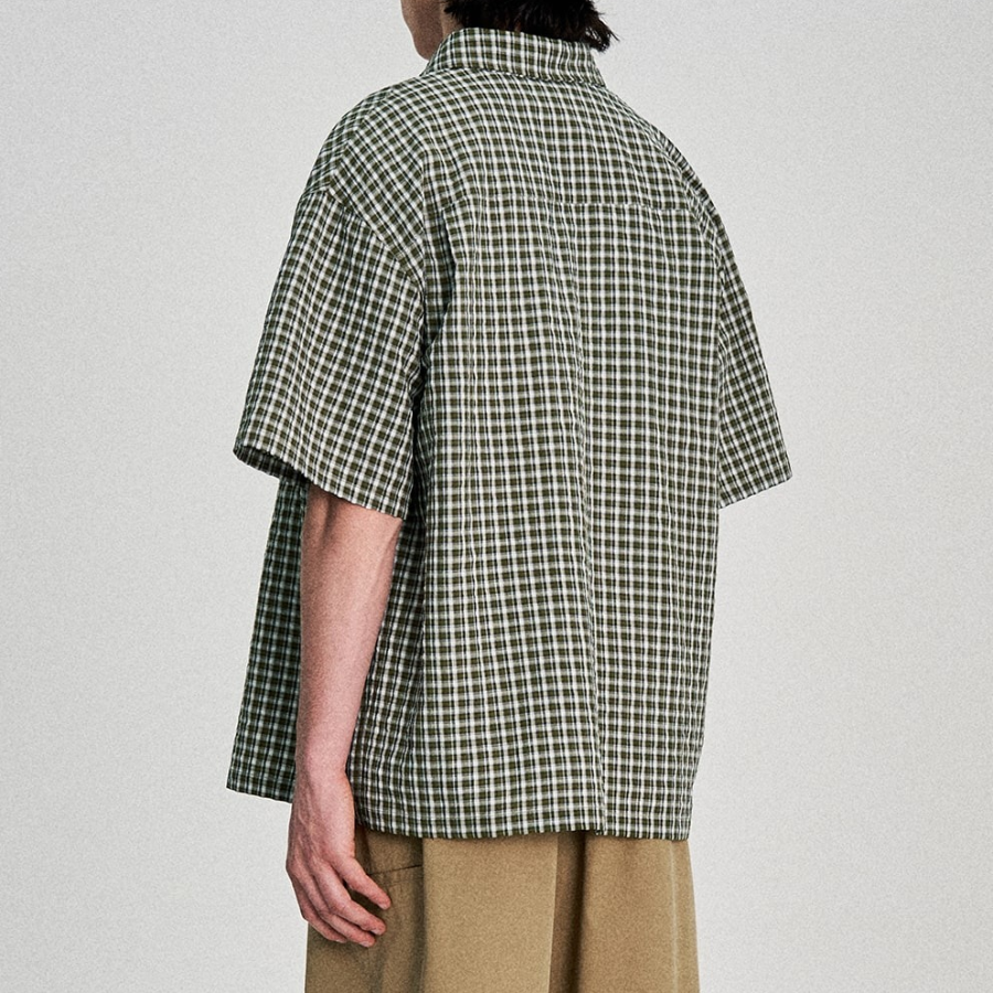8 seconds Check Short-Sleeve Shirt — Khaki