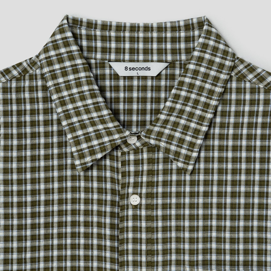 8 seconds Check Short-Sleeve Shirt — Khaki