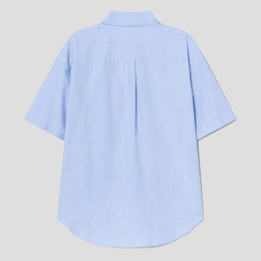 8 seconds Oxford Oversized Short-Sleeve Shirt — Sky Blue