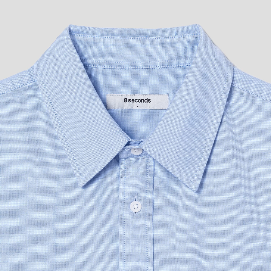 8 seconds Oxford Oversized Short-Sleeve Shirt — Sky Blue