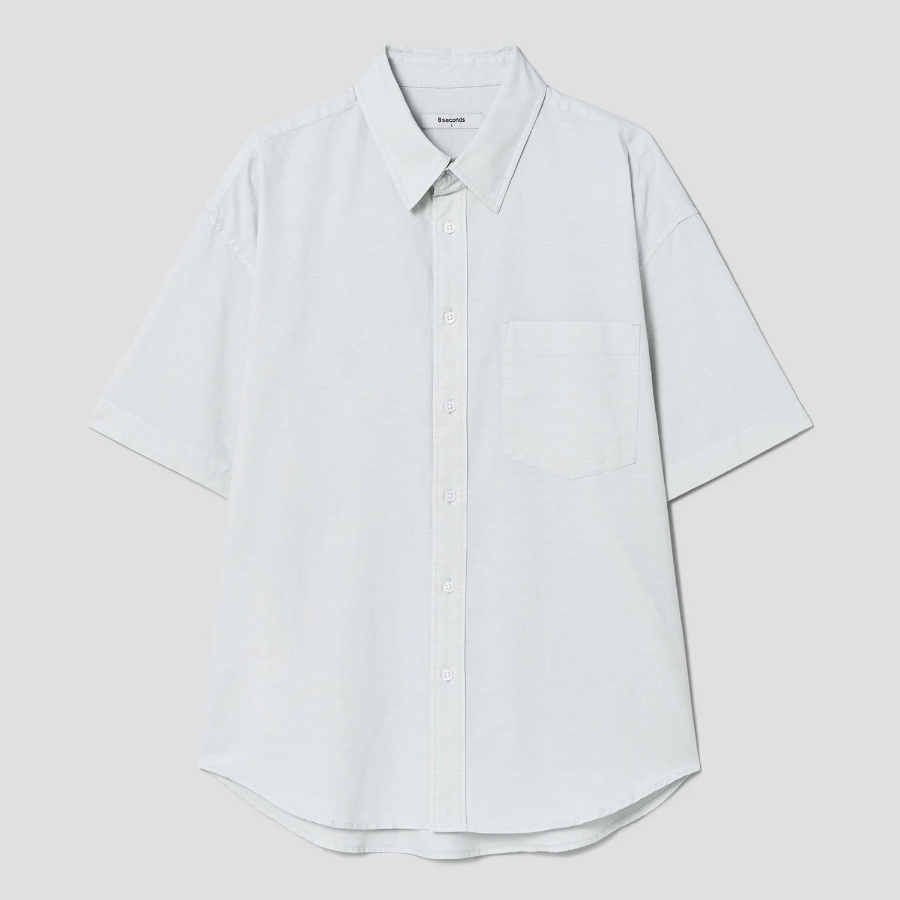 8 seconds Oxford Oversized Short-Sleeve Shirt — Light Green